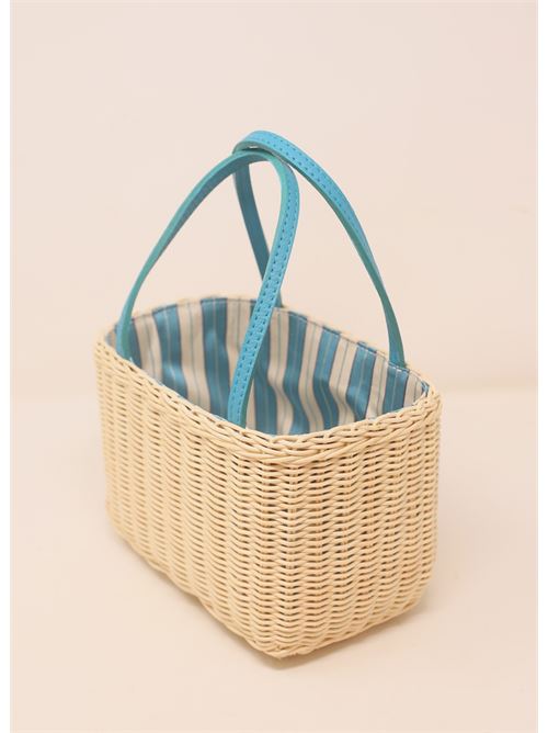 Mini bag in wicker and turquoise leather Laboratorio Capri | 125NATURCH